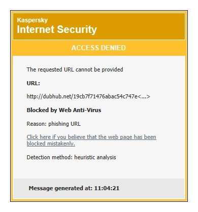 Kaspersky Internet Security 2014 blokiran phishing