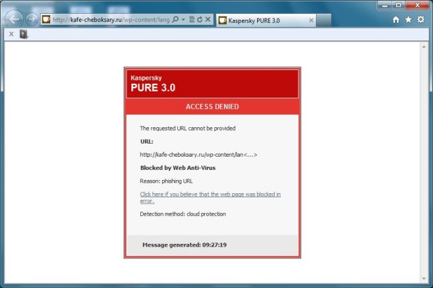 Kaspersky Pure 3.0 zaštita protiv phishing-a