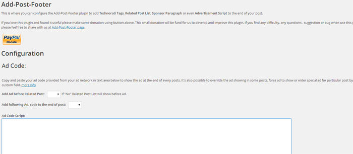 WordPress plugin post footer