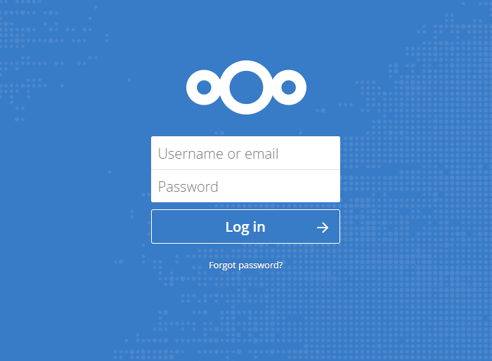 Nextcloud ekran za prijavljivanje desktop klijenta